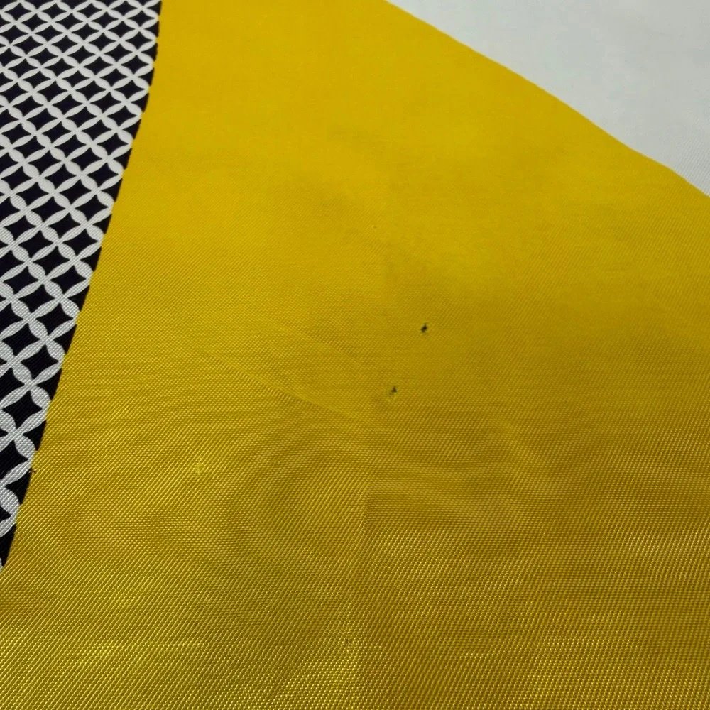 Vintage Geometric Colorblock Square Scarf Yellow White Black Lattice Border 24